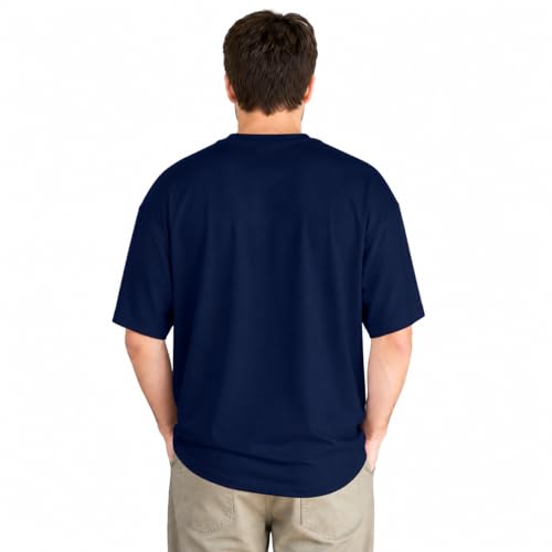 Image of Original Heavyweight Oversized T-Shirt for Men - 240 GSM Cotton, Boxy Fit Drop Shoulder Streetwear Tee, Varsity Graphic Crew Neck
