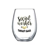 Social Worker Gifts for Women Funny Large Stemless Wine Glass Therapy Cup 0025