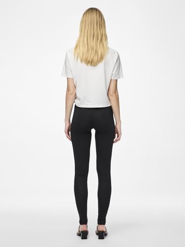 Leggings para mujer Pieces mallas negras basicas de algodon con cintura elastica suave 4