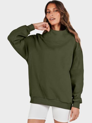 Image of ANRABESS Womens Oversized Sweatshirts Mock Neck Pullover