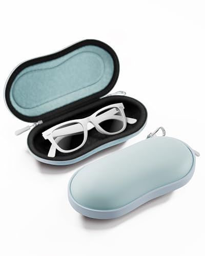 ProCase Sunglasses Case Hard EVA Shell Shockproof Eyeglass Case for Men Women with Metal Hanging Hook and Velvet Lining Travel Zipper Sport Glasses Holder Organizer for Gifts- Lightblue