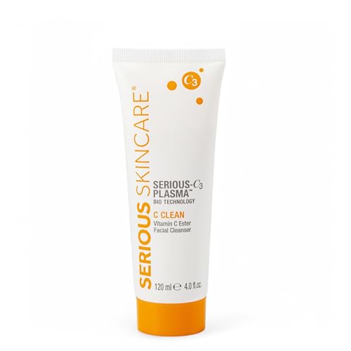 Serious Skincare Hydrating C Clean Facial Cleanser Gentle Face Wash with Anti-Aging Vitamin C and E Hydrolyzed Collagen Botanical Extracts For Dry and Mature Skin 4 FL Oz