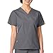 WonderWink Women's Scrubs Bravo 5 Pocket V-Neck Top, Pewter, Small