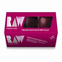 Bolas de remolacha Raw Health Ruby Beet Balls Org, snack saludable de 60 g para llevar