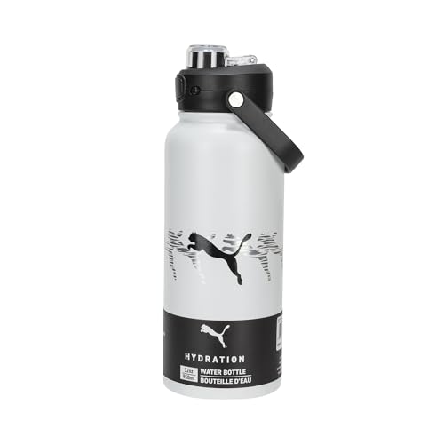 PUMA Evercat 32 oz Stainless Steel Water Bottle, White, 32 Ounces