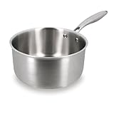 MENASTYL - Casserole inox 20 cm Trinox tous feux dont Induction - Structure 3 couches inox/aluminium - Qualité Professionnelle - Sans substances nocives - Lave-vaisselle - Poignée rivetée - 6020149