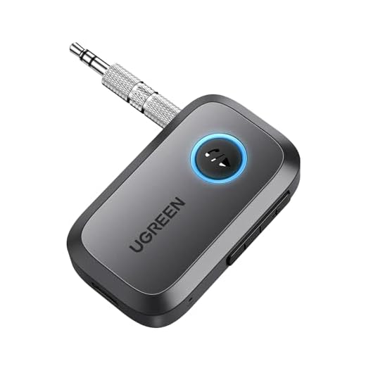 UGREEN Aux Bluetooth Adapter Auto Bluetooth 6.0 Empfänger Freisprechanruf, Stereo Musik, Dualer Kopplung mit 15 Stunden Spielzeit Klinke Adapter für Autoradio/Stereoanlage (Grau)