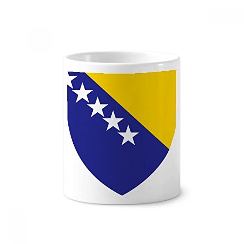 Mug en céramique emblème Bosnie-Herzégovine 350ml porte-brosse à dents et stylo