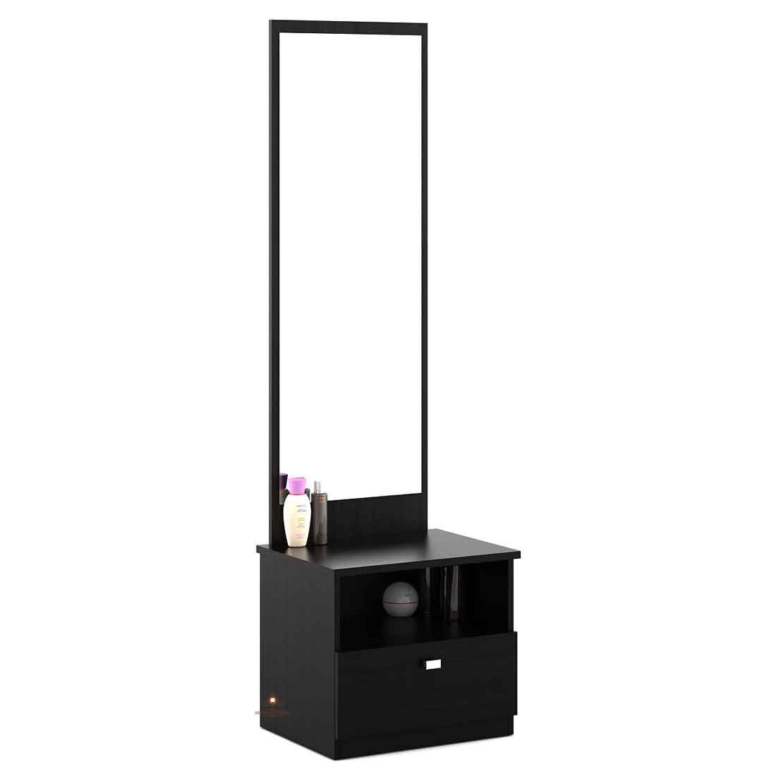 ABBAJI INTERIORS Engineered Wood Dressing Table with 1 Drawer and 3 Shelves (Dark Brown)-image-37