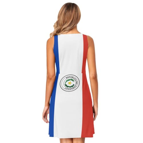 Robe motif drapeau du Paraguay décontractée et fluide sans manches