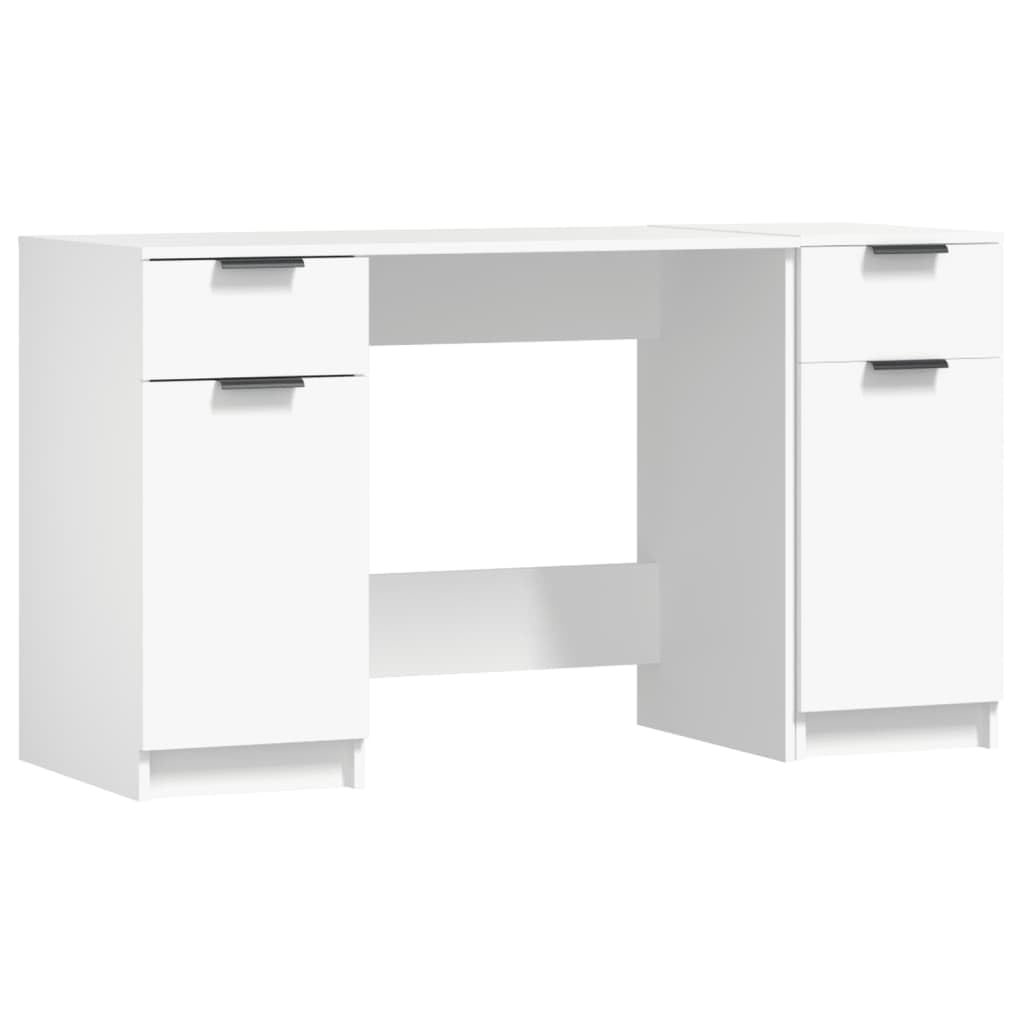 Scrivania bianca con mensola, in legno, 100 x 50 x 75 cm, materiale resistente, molto spazio, design moderno per ufficio e studio