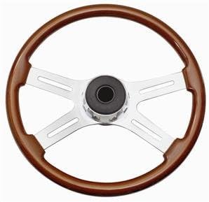 Freightliner 18" Chrome & Cherry Wood Steering Wheel