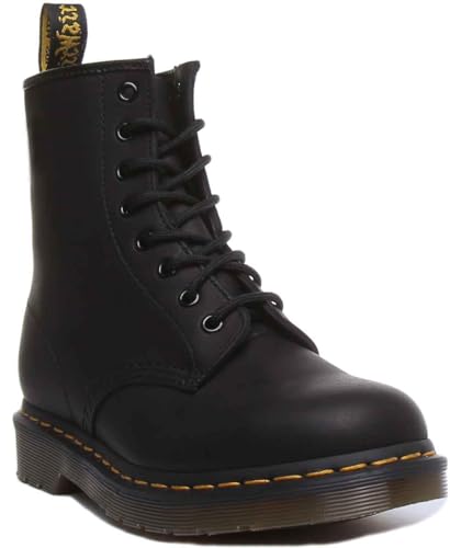 Image of Dr. Martens Unisex 1460 Greasy Leather 8 Eye Boot, Black, 8 Women/7 Men