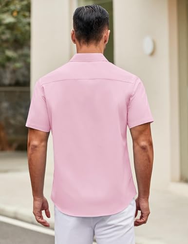 Image of COOFANDY Mens Short Sleeve Casual Button Down Shirts Summer Untucked Dress Shirts with Pocket