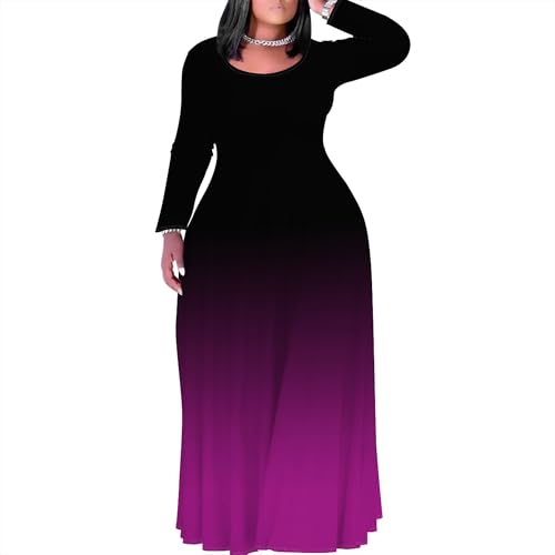Image of PinkPatty Women's Plus Size Long Sleeve Maxi Dresses T Shirt Boho Sundress Fall Dress with Pockets