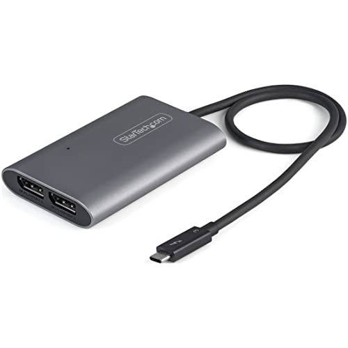 StarTech.com Thunderbolt 3 auf Dual DisplayPort Adapter DP 1.4 - Dual 4K 60Hz oder Single 8K/5K TB3 zu DP Adapter - Mac/Windows