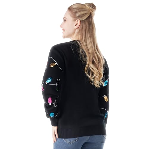 Giggling Getup Ugly Christmas Sweater, LED Light Up Christmas Dinosaur Ugly Sweater, Holiday Pullover - Image 3