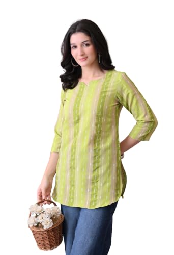 Image of Amazon Brand - Tavasya Women Pure Cotton Katha Plain Short Regular Fit Kurti |Short Top| Solid Casual Tunic