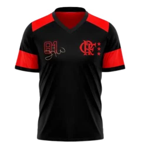 Braziline Nova Zico Retro, Camiseta Masculino, Preto+Vermelho, P
