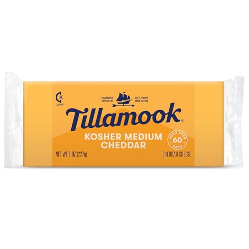 Tillamook Kosher Medium Cheddar Cheese Block, 8 Ounce