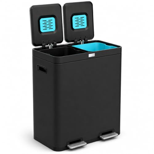 Image of Home Zone Living 16 Gallon Kitchen Trash Can with Dual Compartments