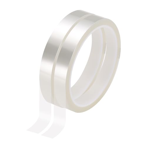 Image of HARFINGTON 2 Rolls High Temperature Masking Tape 15 /32 inch x108ft(12mmx33m) 0.05mm Thick PET Film Silicone Adhesive Heat Resistant Tapes for Heat Press Anodizing Circuit Board, Transparent