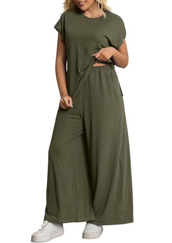 Auciccoo Women's 2 Piece Plus Size Lounge Set...