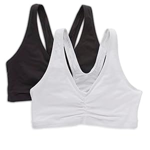 Hanes Women’s Stretch Cotton Low Imact Sports Bras – 2 Pack, White/Black, Large