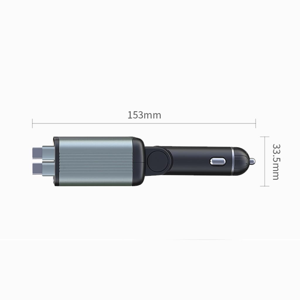 Ładowarka samochodowa 65 W wysuwane kable aluminiowe PC ABS adaptery do ładowania do samochodu