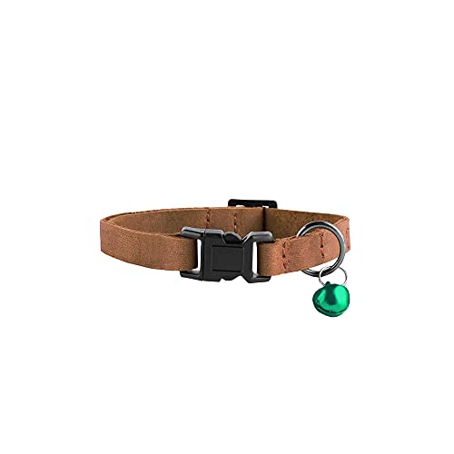 Murom Breakaway Cat Collar Leather Soft Adjustable Pet Kitten Collars With Bell Pink Brown Blue Green Red (Brown) #TOP5