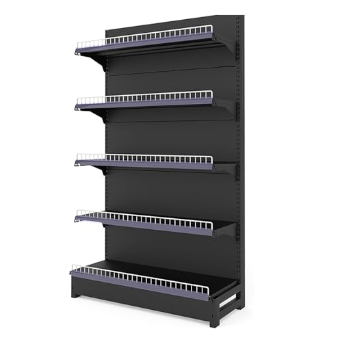 5 Tier Supermarket Shelf Display Shelf Convenience Store Multifunctional Snacks Shelf Single Side Storage Shelf Frosted Grey