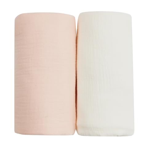 Image of QSTEHEML Muslin Swaddle Blankets,Baby Receiving Blankets for Baby Boys and Girls,2 Pack Soft and Breathable Swaddle Blankets,Neutral Baby Swaddle Blanket,Large 47 x 47 inches(Pink & White)