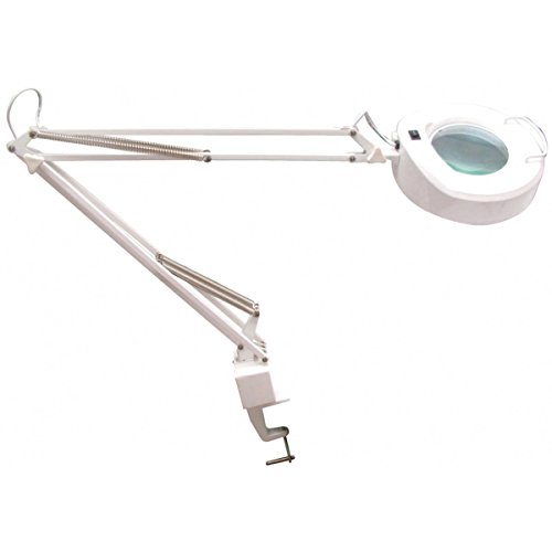 Carson PRO Series DeskBrite Plus 1.8X Adjustable Arm Industrial Grade Workbench or Desktop Magnifier with 5 inch Glass Lens and 48 Super Bright LED Lights for Hobby, Crafts and Tasks (CP-70), White