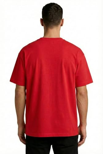 Image of VEL Plain Oversized 100% Pure Heavy Cotton Baggy Fit Drop Shoulder Half Sleeves Round Neck Solid Cotton T-Shirt for Men