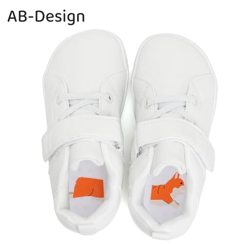 WateLves Toddler Little Kid Wide Barefoot The First Walking Shoes Girls Boys Leather Uniform Dress Shoes Lightweight Splay Naturally Minimalist Sneakers (White, 25)3