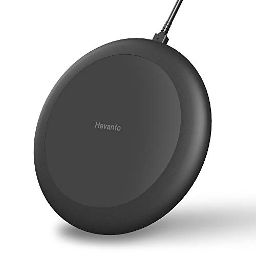 Hevanto - Cargador inalámbrico (10 W, Compatible con iPhone 11/11 Pro/11 Pro MAX/XR/XS/X/8, 10 W de Carga rápida, Samsung Galaxy S10/S9 / S9+ /S8/S8+)