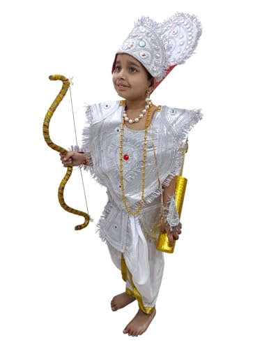 Image of BookMyCostume Mahabharat Warrior Costume for Kids - Arjun /Bhishma Pitamah Look with Silver Chest Armor & Accessory Set | Indian Mythological Fancy Dress for School & Cultural Events | Adult S-M