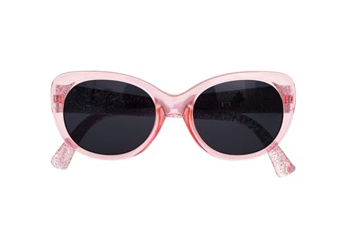 LITTLE QUEEN - Small Kids Cat Eye/Oval Pink Glitter Fashion Sunglasses 3-8Y4