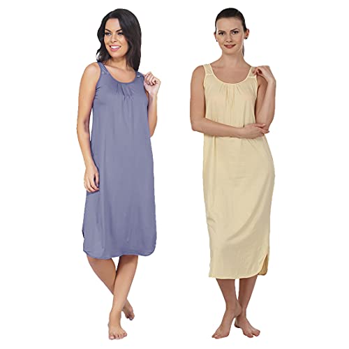 Image of BLAZON Women's Cotton Hosiery Solid Maxi Nighty Slip (Pack of 2) Available Sizes: S, M, L, XL, 2XL, 3XL, 4XL, 5XL