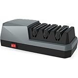 LAJOKING 包丁研ぎ器 電動 包丁研ぎ シャープナー 片/両刃・波刃など ナイフシャープナー 三段式 ダイヤモンドシャープナー 使用簡単 超高硬度 耐久性 便利 研ぎ器 キッチン 簡単に研磨 (B)