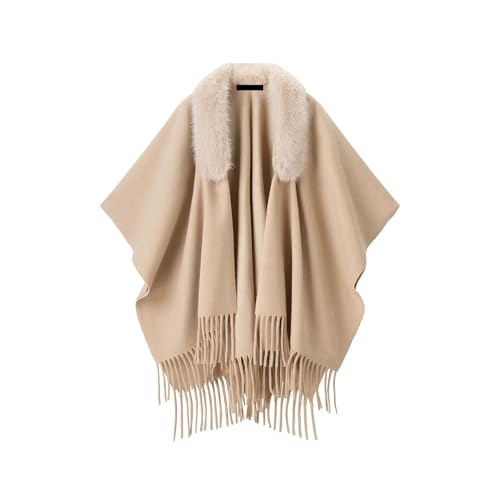 Châle cape unie femme avec cache-col et cardigan d'hiver chaud