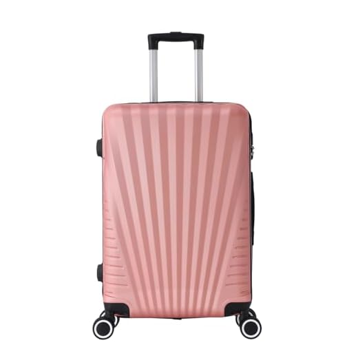 TROLLEY ADC - Valise Moyenne Soute 65x41x26 cm - Rigide, Légère 3 Kg - 65 litres - 4 Doubles Roues Silencieuses - Maniable, Pratique et Étanche - Collection Elegance - Rose Gold