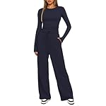 Darong Women's 2 Piece Outfits Lounge Sets 2025 Fall Long Sleeve Tops Wide Leg Pants Casual Matching Set - Image 3