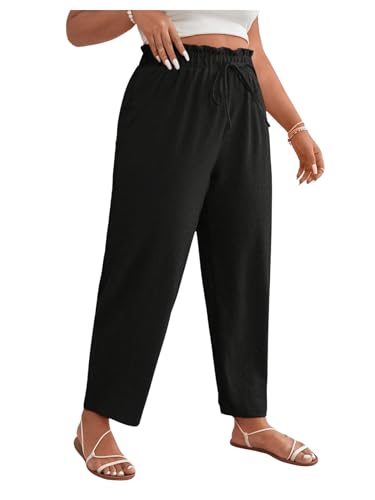 Women's Plus Size Drawstring High Waist Pants Loose Casual Knot Front Trousers Lounge3