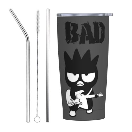 バッドばつ丸 ストロー&ストローブラシ付き マグカップ コーヒーカップ 600ML コンビニカップ タンブラー ステンレス製 保冷 保温 車用 蓋付き 持ち運び 水筒 大容量 直飲み 人気 プレゼント Straw Three-piece Set