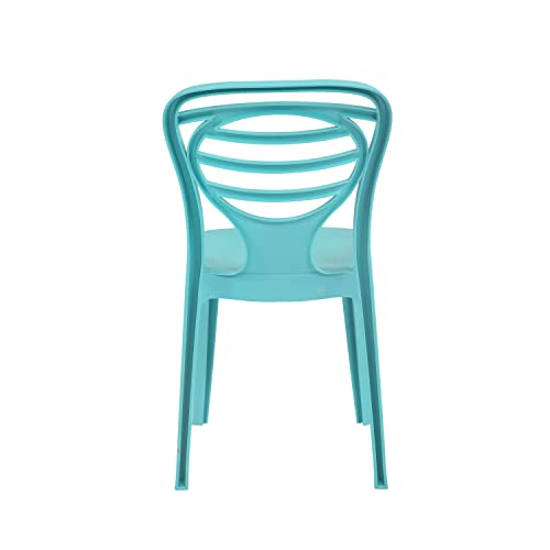 Image of Oaknest Supreme Oak Armless Plastic Dining Chair | Compact & Ergonomic Design for Home, Living Room, Balcony & Outdoor Seating | Color : Aqua Blue, Set of 2