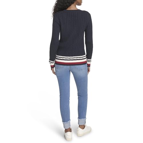 Image of Tommy Hilfiger Women's Cotton Crewneck Cable Sweater