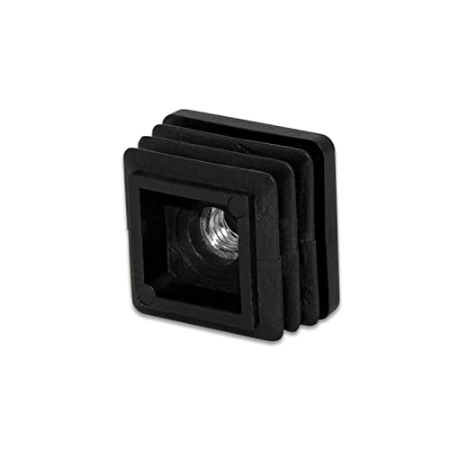 Image of Flyshop Black M8 Threaded Plastic Plugs Square Tube End Caps Tubing Plugs Inserts Furniture Glider 25 mm x 25 mm 4 Pcs