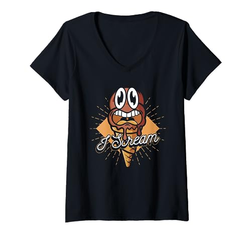 I Scream - Máquina para hacer helados para amantes de los postres congelados Camiseta Cuello V