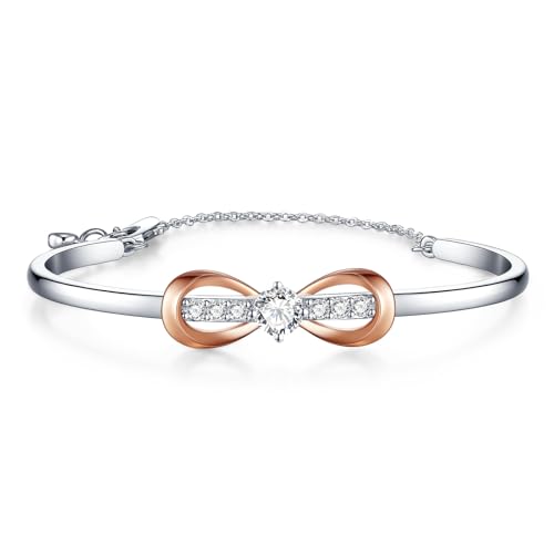 Lyniuoy Plaqué or blanc 18 Carats et or rose nœud d'amour Infini Bracelet Femme, Bijoux Femme, Romantique Cadeau Femme-Idées Uniques pour Anniversaire, Fête des...